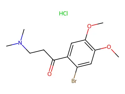 1-Propanone, 1-(2-bromo-4,5-dimethoxyphenyl)-3-(dimethylamino)-, hydrochloride structure