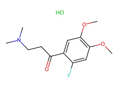 1-Propanone, 3-(dimethylamino)-1-(2-fluoro-4,5-dimethoxyphenyl)-, hydrochloride structure