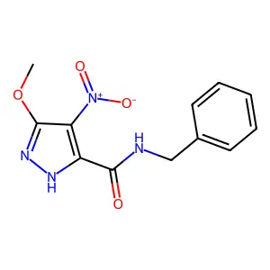 N-benzyl-3-methoxy-4-nitro-1H-pyrazole-5-carboxamide structure