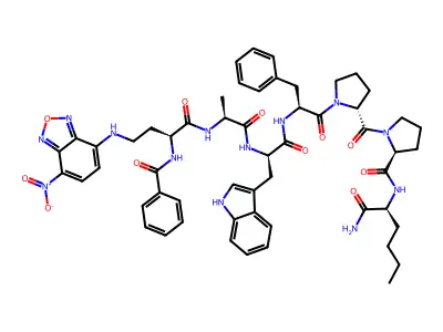Bz-Dab(nbd)-ala-trp-phe-pro-pro-nle-NH2 structure