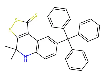 4,4-dimethyl-8-trityl-4,5-dihydro-1H-[1,2]dithiolo[3,4-c]quinoline-1-thione structure
