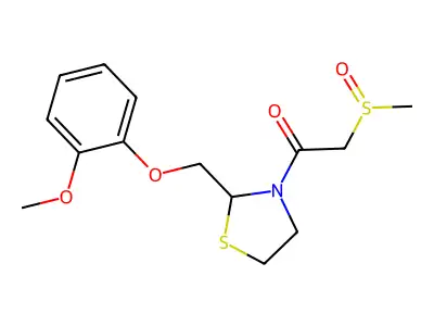 Thiazolidine, 2-((2-methoxyphenoxy)methyl)-3-((methylsulfinyl)acetyl)- structure