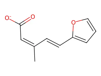 (2Z,4E)-5-(furan-2-yl)-3-methylpenta-2,4-dienoate structure