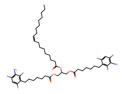 1,3-Bis[7-(3-amino-2,4,6-triiodophenyl)heptanoyloxy]propan-2-yl octadec-9-enoate structure