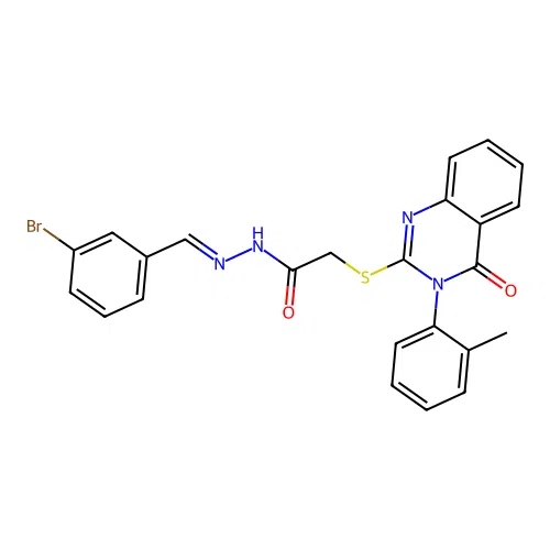 (E)-N'-(3-bromobenzylidene)-2-((4-oxo-3-(o-tolyl)-3,4-dihydroquinazolin-2-yl)thio)acetohydrazide structure