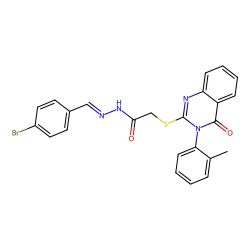(E)-N'-(4-bromobenzylidene)-2-((4-oxo-3-(o-tolyl)-3,4-dihydroquinazolin-2-yl)thio)acetohydrazide structure