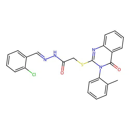 (E)-N'-(2-chlorobenzylidene)-2-((4-oxo-3-(o-tolyl)-3,4-dihydroquinazolin-2-yl)thio)acetohydrazide structure