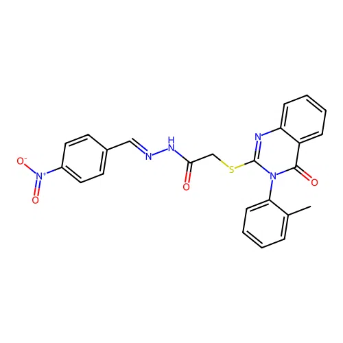 2-{[3-(2-methylphenyl)-4-oxo-3,4-dihydroquinazolin-2-yl]sulfanyl}-N'-[(E)-(4-nitrophenyl)methylidene]acetohydrazide structure