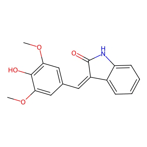 (Z)-3-(4-hydroxy-3,5-dimethoxybenzylidene)indolin-2-one structure