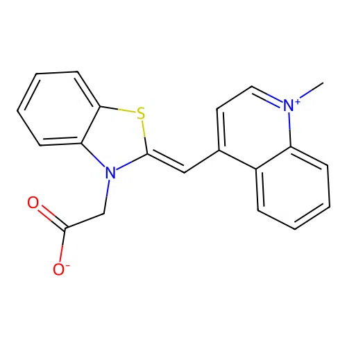2-[(2Z)-2-[(1-methylquinolin-4-yl)methylidene]benzothiazol-3-yl]acetate structure