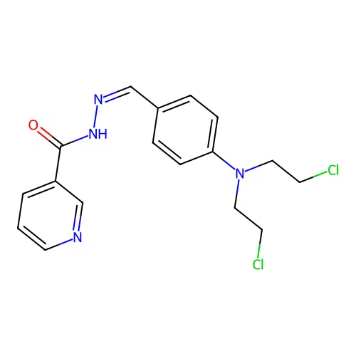 Nicotinic acid, [p-[bis(2-chloroethyl)amino]benzylidene]hydrazide structure