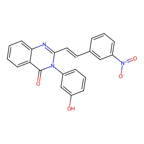 3-(3-hydroxyphenyl)-2-[(E)-2-(3-nitrophenyl)ethenyl]quinazolin-4-one structure