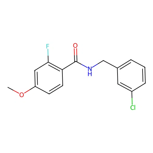N-[(3-chlorophenyl)methyl]-2-fluoro-4-methoxybenzamide structure