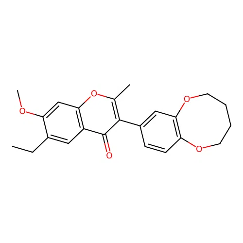 3-(1,6-benzodioxocan-8-yl)-6-ethyl-7-methoxy-2-methylchromone structure
