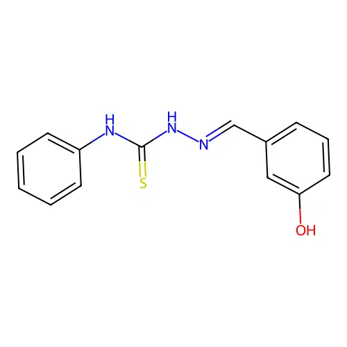 (2E)-2-(3-hydroxybenzylidene)-N-phenylhydrazinecarbothioamide structure