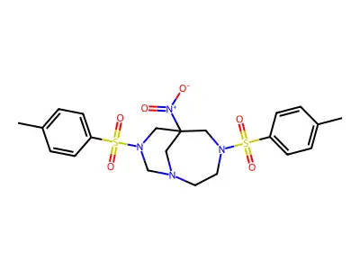 4,8-Bis-(4-methylphenyl)sulfonyl-6-nitro-1,4,8-triazabicyclo[4.3.1]decane structure