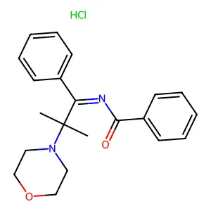 N-(alpha-(1-Methyl-1-morpholinoethyl)benzilidene)benzamide, monohydrochloride structure