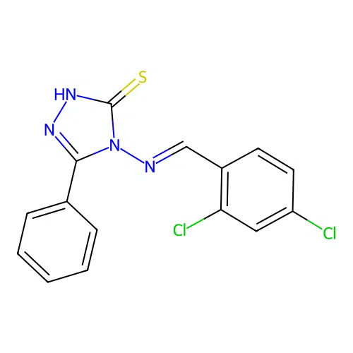 4-{[(E)-(2,4-dichlorophenyl)methylidene]amino}-5-phenyl-4H-1,2,4-triazole-3-thiol structure