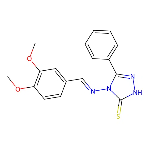 4-((3,4-Dimethoxybenzylidene)amino)-5-phenyl-4H-1,2,4-triazol-3-YL hydrosulfide structure