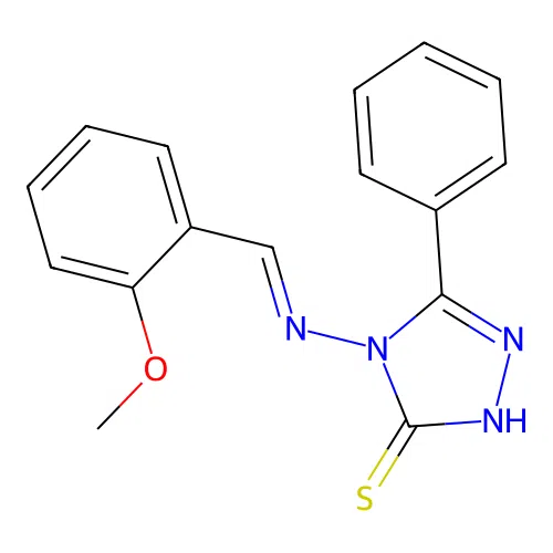 4-{[(E)-(2-methoxyphenyl)methylidene]amino}-5-phenyl-4H-1,2,4-triazole-3-thiol structure