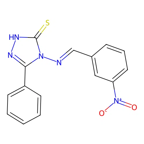 4-{[(E)-(3-nitrophenyl)methylidene]amino}-5-phenyl-4H-1,2,4-triazole-3-thiol structure