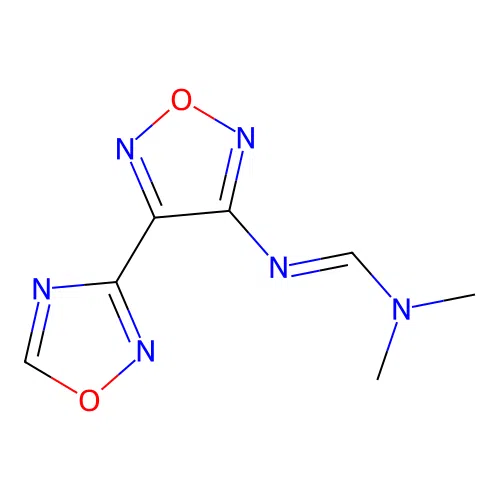 N,N-dimethyl-N'-[4-(1,2,4-oxadiazol-3-yl)-1,2,5-oxadiazol-3-yl]imidoformamide structure