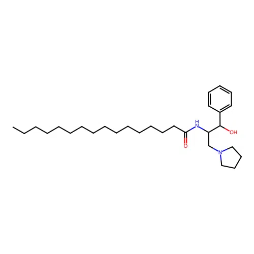 1-Phenyl-2-hexadecanoylamino-3-pyrrolidino-1-propanol structure