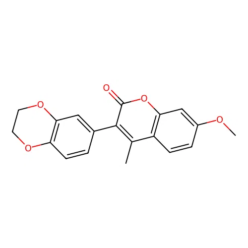 3-(2,3-dihydrobenzo[b][1,4]dioxin-6-yl)-7-methoxy-4-methyl-2H-chromen-2-one structure