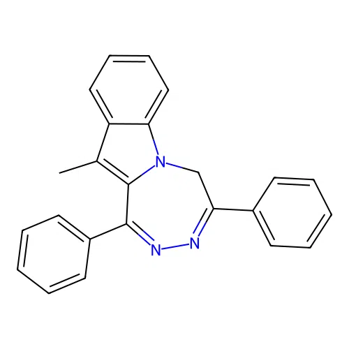 11-methyl-1,4-diphenyl-5H-[1,2,5]triazepino[5,4-a]indole structure