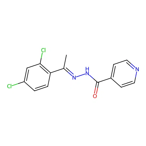 N-[(E)-1-(2,4-dichlorophenyl)ethylideneamino]pyridine-4-carboxamide structure