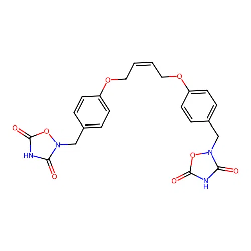 (Z)-1,4-bis[4-[(3,5-dioxo-1,2,4-oxadiazolidin-2-yl)methyl]phenoxy]-2-butene structure