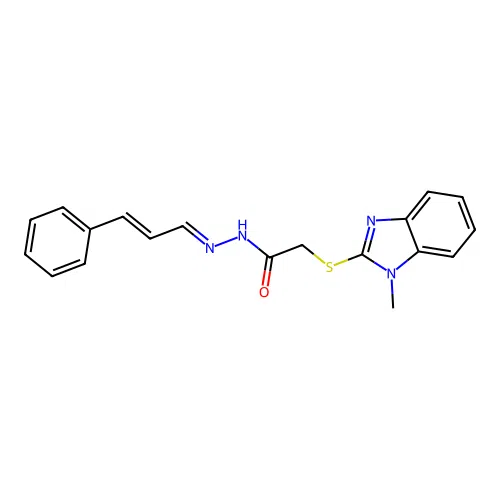 2-[(1-methyl-1H-benzimidazol-2-yl)sulfanyl]-N'-[(1E,2E)-3-phenylprop-2-en-1-ylidene]acetohydrazide structure