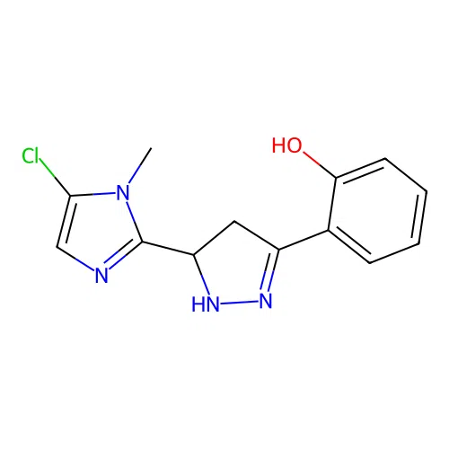 2-(5-(5-chloro-1-methyl-1H-imidazol-2-yl)-4,5-dihydro-1H-pyrazol-3-yl)phenol structure