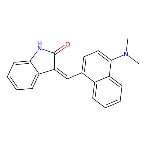 3-(4-Dimethylamino-naphthalen-1-ylmethylene)-1,3-dihydro-indol-2-one structure