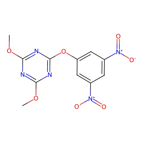 2-{3,5-Bisnitrophenoxy}-4,6-dimethoxy-1,3,5-triazine structure