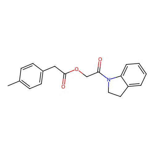 2-(2,3-dihydro-1H-indol-1-yl)-2-oxoethyl (4-methylphenyl)acetate structure