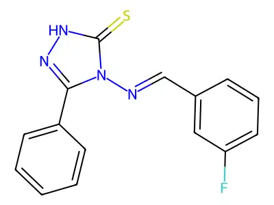 4-[(E)-(3-fluorophenyl)methylideneamino]-3-phenyl-1H-1,2,4-triazole-5-thione structure