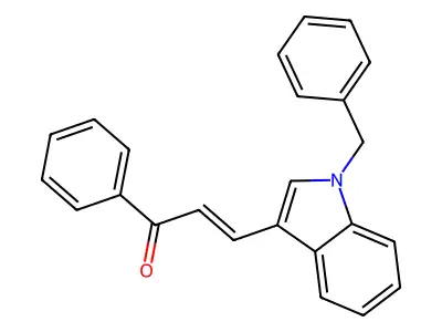 (2E)-1-phenyl-3-[1-benzylindol-3-yl]prop-2-en-1-one structure