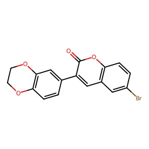 2H-1-Benzopyran-2-one, 6-bromo-3-(2,3-dihydro-1,4-benzodioxin-6-yl)- structure