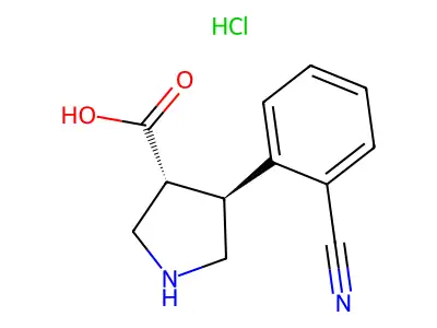 (3S,4R)-4-(2-cyanophenyl)pyrrolidine-3-carboxylic acid hydrochloride structure