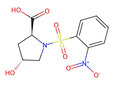 4-Hydroxy-1-(2-nitro-benzenesulfonyl)-pyrrolidine-2-carboxylic acid structure