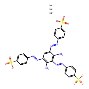 Trisodium 4,4',4''-(2,4-diamino-1,3,5-phenenyl)tris(azo)-tribenzenesulfonate structure