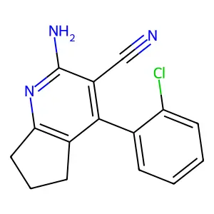 2-amino-4-(2-chlorophenyl)-6,7-dihydro-5H-cyclopenta[b]pyridine-3-carbonitrile structure