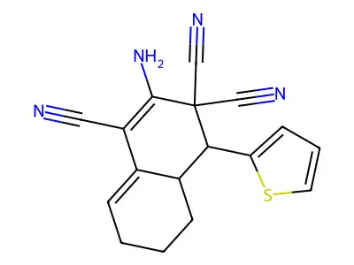 2-amino-4-(2-thienyl)-4a,5,6,7-tetrahydro-1,3,3(4H)-naphthalenetricarbonitrile structure