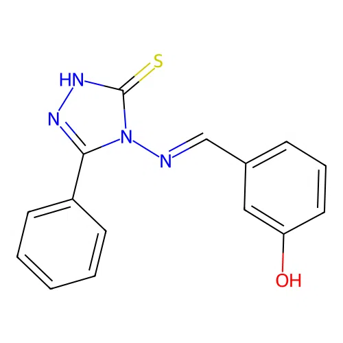 3-(((3-Phenyl-5-sulfanyl-4H-1,2,4-triazol-4-YL)imino)methyl)phenol structure