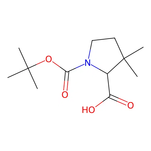 1-((Tert-butoxy)carbonyl)-3,3-dimethylpyrrolidine-2-carboxylic acid structure