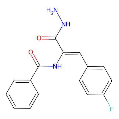 N-[2-(4-fluorophenyl)-1-(hydrazinocarbonyl)vinyl]benzamide structure