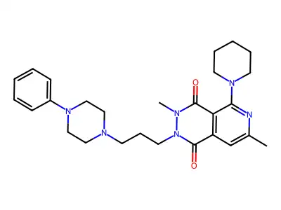 Pyrido(3,4-d)pyridazine-1,4-dione, 2,3-dihydro-3,7-dimethyl-2-(3-(4-phenyl-1-piperazinyl)propyl)-5-(1-piperidinyl)- structure