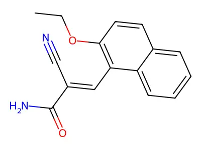 (E)-2-cyano-3-(2-ethoxynaphthalen-1-yl)prop-2-enamide structure