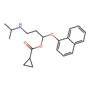 Cyclopropanecarboxylicacid, 3-((1-methylethyl)amino)-1-(1-naphthalenyloxy)propyl ester, (R)- structure